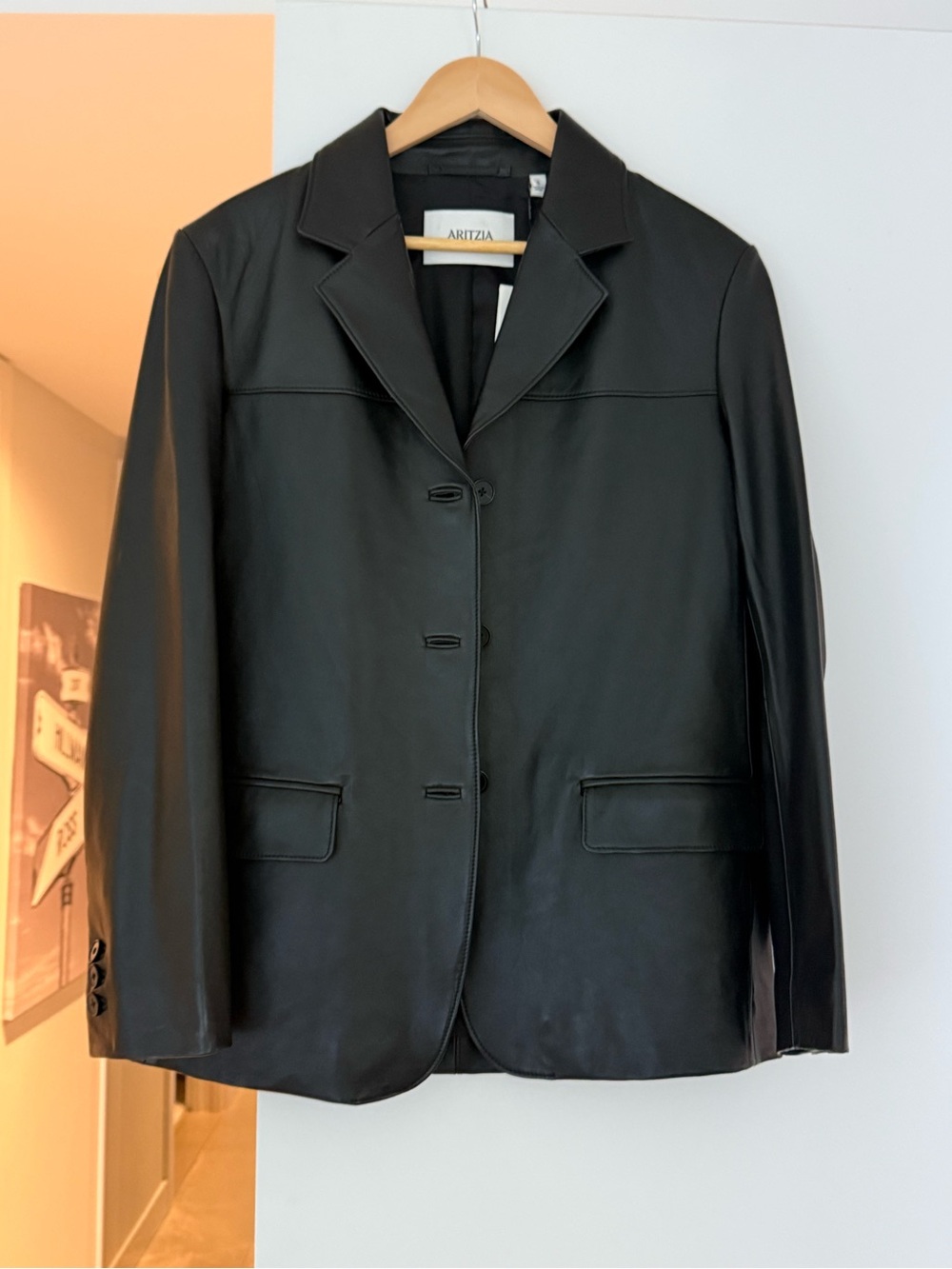 Aritzia Black Leather Blazer